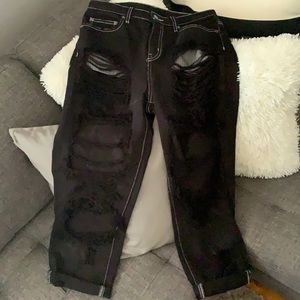 LF’s Carmar Black Super Distressed Holed Jeans 26